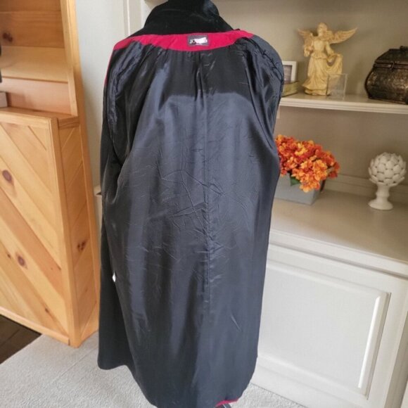 Jofeld Vintage Long Red Wool Overcoat W/Black Velvet Collar & Double-Breasted - Picture 4 of 9